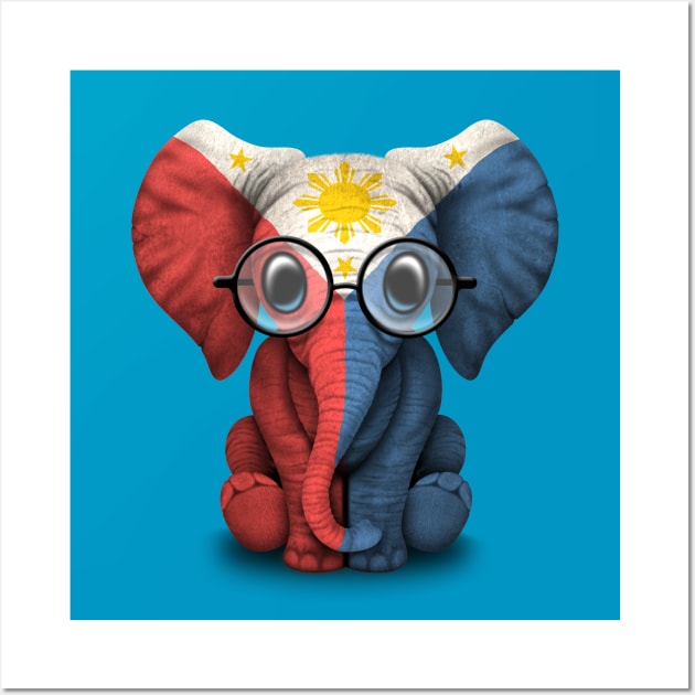 Baby Elephant with Glasses and Filipino Flag Wall Art by jeffbartels